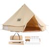 Canvas Bell Tent, 4 Seasons 5 m/16.4 ft Yurt Tent, Canvas Tent for Camping with Stove Jack, Breathable Tent Holds up to 8 People