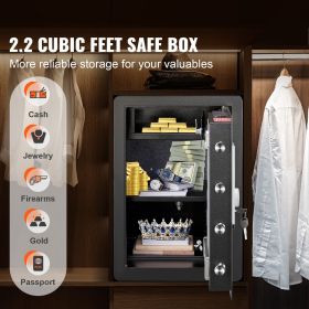 Safe, 2.2 Cubic Feet Home Safe, Steel Security Safe with Fingerprint, Digital Keypad and 2 Keys, Cabinet Safe with Large Fire-proof Bag, Protect Cash