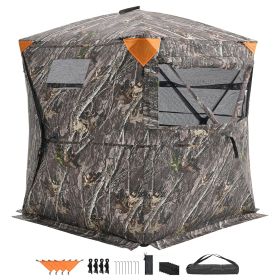Hunting Blind, 270Â° See Through Ground Blind, 1-2 Person Pop Up Deer Blind for Hunting with Carrying Bag, Portable Resilient Hunting Tent