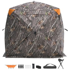 Hunting Blind, 270Â° See Through Ground Blind, 4-5 Person Pop Up Deer Blind for Hunting with Carrying Bag, Portable Resilient Hunting Tent