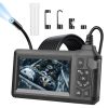 1080P Endoscope Camera with 8 LED Light 8mm Borescope Inspection Camera 4.3' Colorful Screen IP67 Waterproof 16.4FT Semi-Rigid Cord Handheld Snake Cam
