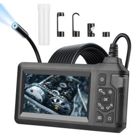 1080P Endoscope Camera with 8 LED Light 8mm Borescope Inspection Camera 4.3' Colorful Screen IP67 Waterproof 16.4FT Semi-Rigid Cord Handheld Snake Cam