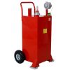 30 Gallon Gas Caddy With Wheels, Fuel Transfer Tank Gasoline Diesel Can Reversible Rotary Hand Siphon Pump