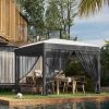 10' x 10' Pop Up Canopy Tent with Netting, Foldable Gazebo Tents for Parties, Height Adjustable, with Wheeled Carry Bag and 4 Sand Bags