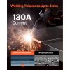MIG Welder, 130A Synergic Mig Welding Machine, 2-in-1 Gas MIG/Gasless Flux Core MIG Multi-Process Welder Machine