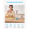 Water Filter Pitcher, 6 Cup Glass Water Filter Dispenser, Fast & Compact Fridge-friendly Water Filtration System, No BPA