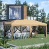 Outdoor Entertaining: 10x20' Beige Pop-Up Canopy Tent with Netting Sidewalls