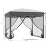 10' x 10' Pop Up Canopy Tent with Netting, Foldable Gazebo Tents for Parties, Height Adjustable, with Wheeled Carry Bag and 4 Sand Bags