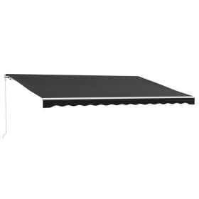 16 x 10 Electric Awning, Retractable Awning, UV Protection Sun Shade Shelter with Remote Controller and Manual Crank Handle for Deck, Balcony, Ya (Option: Black-1870x250x205 mm)