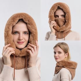 Winter Fleece Hood, Outdoor Riding 2 In 1 Neck Warmer & Hood, Cold-proof Ski Hood, Warm Scarf (Color: pink)