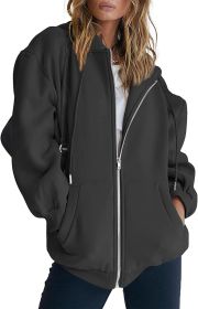 Women's Cute Hoodies Teen Girl Fall Jacket Oversized Sweatshirts Casual Drawstring Clothes Zip Up Y2K Hoodie with Pocket (Color: Grey, size: large)
