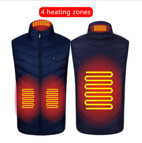 Heated Vest Washable Usb Charging Electric (Color: 4zone blue, size: 4XL)