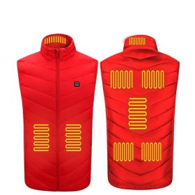 Heated Vest Washable Usb Charging Electric (Color: 8zone red, size: XL)