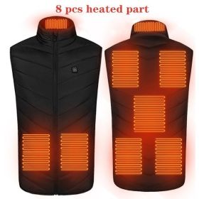 Heated Vest Washable Usb Charging Electric (Color: 8zone black, size: 2XL)
