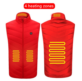 Heated Vest Washable Usb Charging Electric (Color: 4zone red, size: XL)