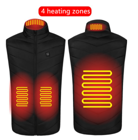 Heated Vest Washable Usb Charging Electric (Color: 4zone black, size: S)