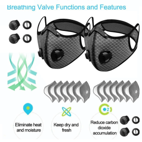Reusable Half Face Cover Mask Respirator Anti Pollution Facepiece Sports Masks (Quantity: 2 sets)