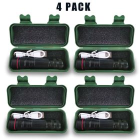 2/4 Set Portable COB LED USB Rechargeable Zoomable Flashlight Torch Lamp +Gift Box(Free shipping via DHL Ground/FedEx Ground; can't ship via USPS self (Quantity: 4 sets)
