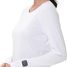 Women's Sun Shirts UPF 50+ UV Protection SPF Long Sleeve Hiking Fishing Running Outdoor Lightweight Quick Dry (Color: White   Crewneck   X-Small)