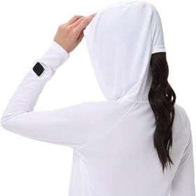 Women's Sun Shirts UPF 50+ UV Protection SPF Long Sleeve Hiking Fishing Running Outdoor Lightweight Quick Dry (Color: White   Hooded  XX-Large)