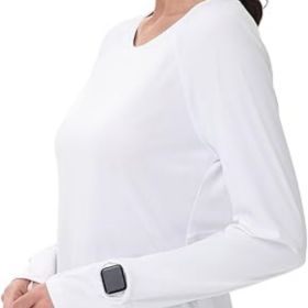 Women's Sun Shirts UPF 50+ UV Protection SPF Long Sleeve Hiking Fishing Running Outdoor Lightweight Quick Dry (Color: White   Crewneck  XX-Large)