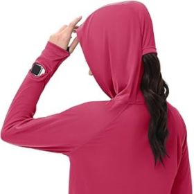 Women's Sun Shirts UPF 50+ UV Protection SPF Long Sleeve Hiking Fishing Running Outdoor Lightweight Quick Dry (Color: Rose Red   Hooded X-Small)