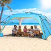 Beach Tent Sun Shelter UPF 50+,10x10 FT Beach Canopy Tent Sun Shade,Pop Up Beach Canopy with 8 Sandbags, Outdoor Beach Shade for Camping Trips