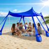 Beach Tent Sun Shelter UPF 50+,10x10 FT Beach Canopy Tent Sun Shade,Pop Up Beach Canopy with 8 Sandbags, Outdoor Beach Shade for Camping Trips