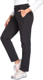 Womens Snow Ski Pants Waterproof Fleece Lined Insulated Softshell Warm Pants for Winter Hiking Outdoor 29 inches (Color: S)