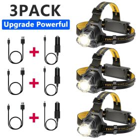 12000000lm LED Headlamp USB Rechargeable Headlight Head Torch Lamp Flashlight(Free shipping via DHL Ground/FedEx Ground; can't ship via USPS self-pick (Quantity: 3 pcs)
