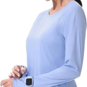 Women's Sun Shirts UPF 50+ UV Protection SPF Long Sleeve Hiking Fishing Running Outdoor Lightweight Quick Dry (Color: Light Blue   Crewneck   X-Small)