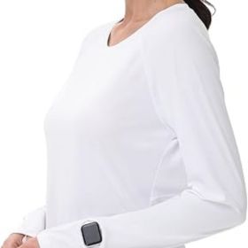 Women's Sun Shirts UPF 50+ UV Protection SPF Long Sleeve Hiking Fishing Running Outdoor Lightweight Quick Dry (Color: White   Crewneck   Medium)