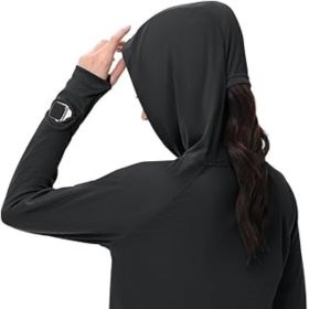 Women's Sun Shirts UPF 50+ UV Protection SPF Long Sleeve Hiking Fishing Running Outdoor Lightweight Quick Dry (Color: Black   Hooded Medium)