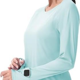 Women's Sun Shirts UPF 50+ UV Protection SPF Long Sleeve Hiking Fishing Running Outdoor Lightweight Quick Dry (Color: Light Green   Crewneck Medium)