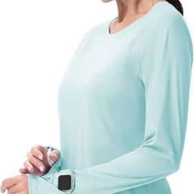 Women's Sun Shirts UPF 50+ UV Protection SPF Long Sleeve Hiking Fishing Running Outdoor Lightweight Quick Dry (Color: Light Green   Crewneck X-Small)