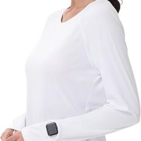 Women's Sun Shirts UPF 50+ UV Protection SPF Long Sleeve Hiking Fishing Running Outdoor Lightweight Quick Dry (Color: White Crewneck Small)