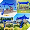 Beach Tent Sun Shelter UPF 50+,10x10 FT Beach Canopy Tent Sun Shade,Pop Up Beach Canopy with 8 Sandbags, Outdoor Beach Shade for Camping Trips