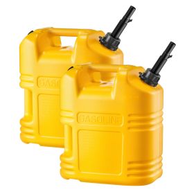 Fuel Container, 5 Gallon, Gas Tank with Spout & Clear Scale, 15 L/min Max Flow Rate, Secure & Leak-proof (Number of Sets: 2 Pack, Color: Yellow)